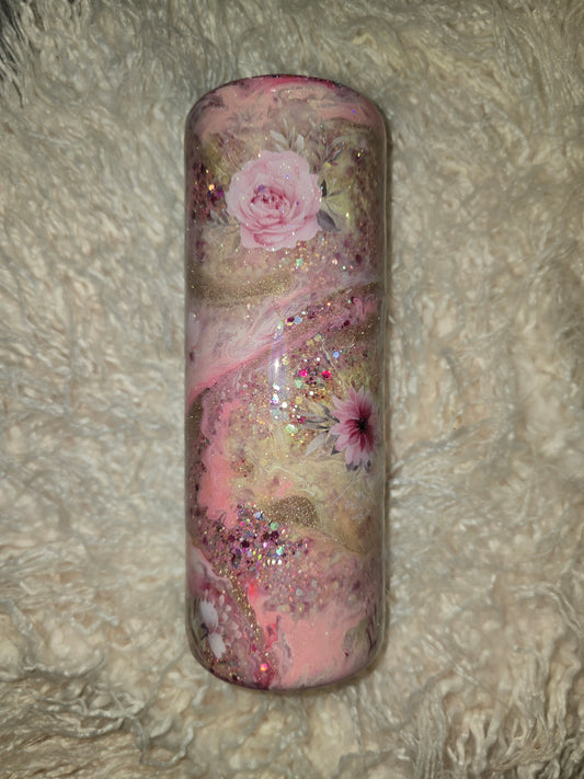 Pink flower ink swirl 20oz RTS